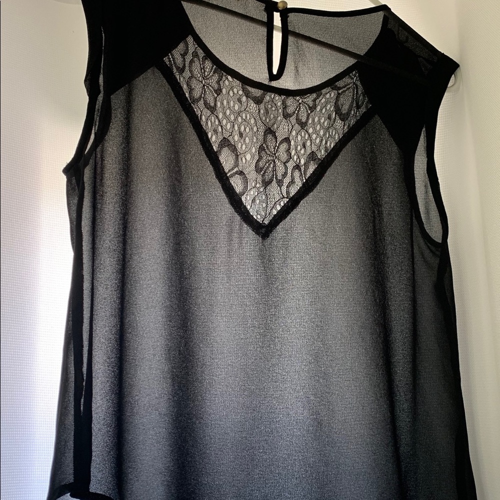 Black Sheer Lace Sleeveless Top